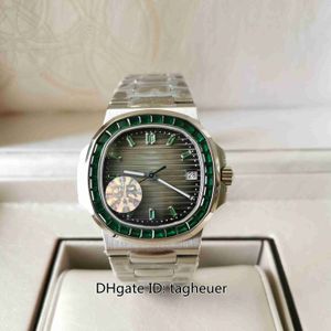 GR Factory Mens Watch Super Quality 40.5mm Nautilus 5711/113P Green Embed Gem Diamond Watches 904L Steel CAL.324SC Movement Mechanical Automatic Men's Wristwatches
