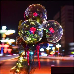 Palloncino San Valentino Led Luminoso Bouquet di rose Palla trasparente Regalo Decorazione festa di compleanno Palloncini Ccf12790 Consegna a goccia Giocattoli Dha7Z