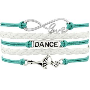 Charm-Armbänder Tanztänzer Ballettschuhe Herz Unendlichkeit Liebe handgemachter Schmuck Frauen Männer Geschenk Drop308P