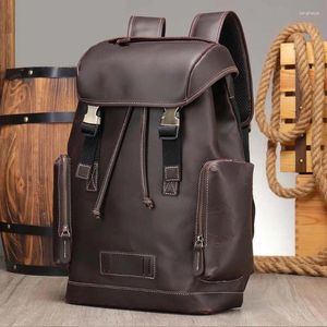 Backpack European And American Retro Leather Crazy Horse Large Capacity First Layer Outdoor Travel
