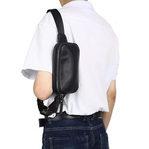 Sacos de cintura Mini Fanny Packs para Homens Bolsa de Cintura de Couro Genuíno para Telefone Simples Moda Messenger Bag Masculino Fácil Viagem Sling Bolsa de Ombro 231026