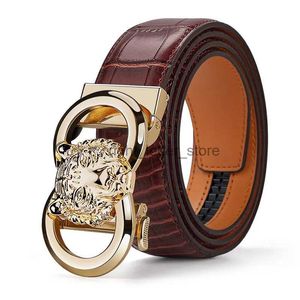 Belts WILLIAM Men Belt Cow Genuine Leather High Quality Luxury StrAP Male for New design tiger head Buckle YQ231026