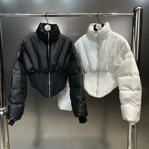 Mulheres para baixo parkas prepomp 2023 coleção de inverno manga longa zíper gola cintura fina jaqueta curta feminino casaco de algodão gm099 231025