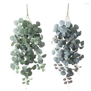 Dekorativa blommor Party Wedding Silk Greenery Bouquet Hanging Fake Plant Artificial Eucalyptus Leaves Plants