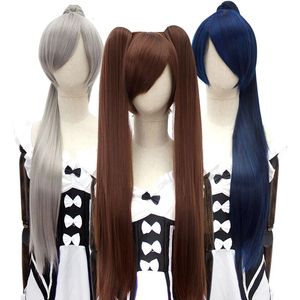 Cosplay s 32" Synthetic Pink Women Lolita tail Hair Braids Blue Red Blonde Prurple Long Straight Natural color 231025