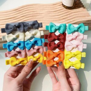 Saç aksesuarları 10pcs/set mini renkli bowknot klipler için sevimli kızlar için şeridi el yapımı saç tokaları barrettes tavan bebek hediyesi