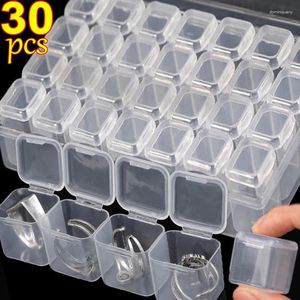 Jewelry Pouches 5-30pcs Mini Storage Box Transparent Square Plastic Boxs Earrings Packaging Small Organizer