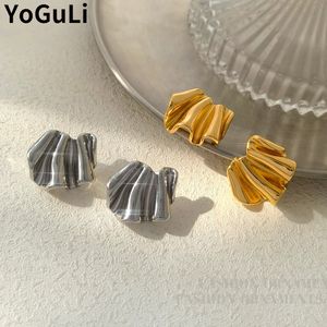 Stud 925SilverNeedle Trendy Jewelry Metal Earrings Trend High Quality Brass Gold Color For Women Gifts 231025