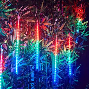 クリスマスの装飾30cm50cm LED Meteor Shower Garland Holiday Strip Light Light Outdoor Waterof Fairy Light for Garden Street Decoration 231026