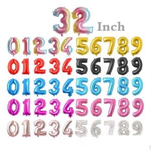 Balloon 32 Inch Helium Air Balloon Number Letter Shaped Gold Sier Inflatable Ballons Birthday Wedding Decoration Event Party Supplies Dhzgk