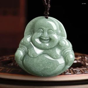 Pendant Necklaces Natural Jade Maitreya Buddha With Beautiful Rope Chain Necklace For Man And Women Fengshui Geomantic Amulet Talisman