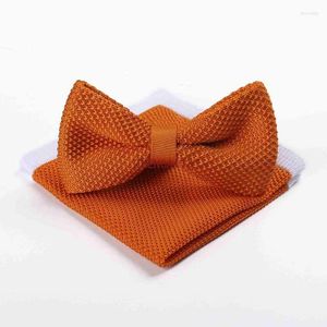 Bow Ties Adjustable Mens Bowtie Handkerchief Set Knitting Pre-Tied Prom Luxury Accessories Neck Tie Formal Adult MP97