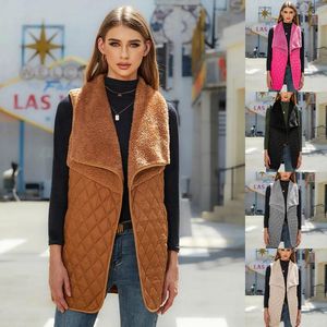 Women's Vests 2023 Autumn Fashion Fur Collar Patchwork Cardigan Sleeveless Vest Coat