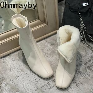Boots Winter Warm Plush Women Ankle Fashion Zippers Thick High Heel Shoes Street Style Eelgant Keep Ladies Short Boot 231026