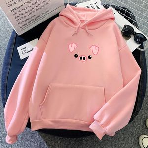 Damen Hoodies Harajuku Schwein Niedlicher Hoodie Winterkleidung Frauen Schwitzanzug Trainingsanzug Oversize Mädchen Dickes Sweatshirt Freizeit Koreanischer Stil