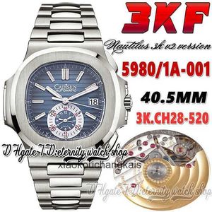 Luxury Watch 3KF V2 3k59801A001 CH28520 Automatic Chronograph Mens Watch 405MM Blue Texture Dial Stick Markers Stainless Steel Bracelet 2022 Super Edition etern