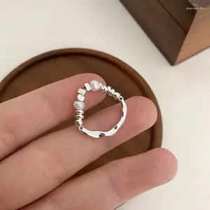 Cluster Rings PONYKISS 925 Silver Bead Pearl Adjustable Ring For Women Classic Geometric Fine Jewelry Minimalist Accessories