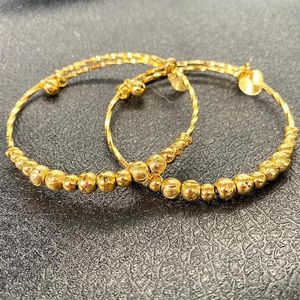 Bangle 2st Lot Armband Pärlor Bangles Gold Heart Liten Bell African 24K Ball Love Dubai Women Wedding Party Gifts248o