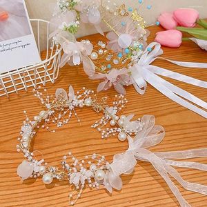 Hårtillbehör POGRAFI PROPS Accessory Pearl Band Butterfly Children Wreath Girl Flower Crown Hoop Korean Style Pannband