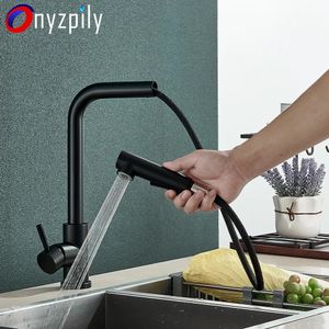 Kökskranar PUCKOUT FAUCET Black SUS404 360 Rotation Dual Sprayer Cold Water Tap Vessel Sink Mixer Single Hole 231026