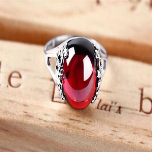 Genuine Unique Austrian 925 Sterling Silver Ring With Ruby Stones For Men Vintage Crystal Fashion Luxury Women Party Jewelry J1907283l