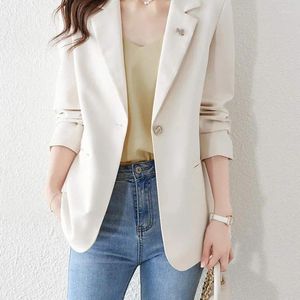 Ternos femininos 2023 feminino gracioso elegante terno jaqueta commuter cor sólida negócios um botão outwear casual all-match solto outcoat