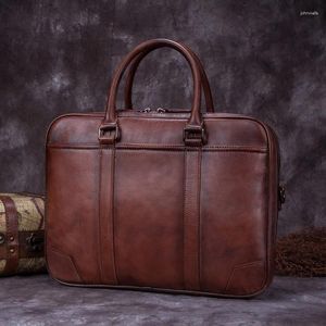 Briefcases Men's Bag Genuine Leather Men Briefcase For Laptop 14 Messenger Business Portfolio Document A4