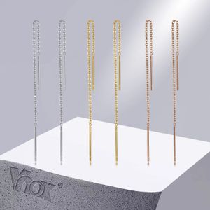 Charm Vnox Narin Japonya Kore Uzun Püskül Doğrusal Zincir Küpeler Kadınlar Paslanmaz Çelik Hat Şeridi Dangle Küpe 231025