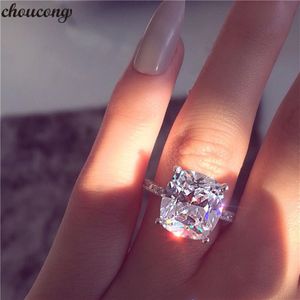 choucong Fine Promise Ring 925 sterling Silver Cushion cut 7mm 5A Zircon cz Engagement Wedding Band Rings For Women Jewelry256H