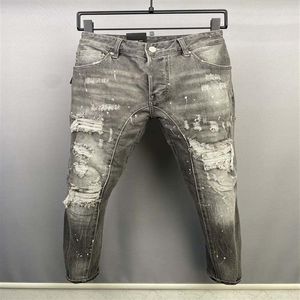 Erkek kot sıska sıkıntı yırtık yırtık streç bisikletçisi denim beyaz siyah mavi ince fit hip hop pantolon erkekler için boyut 44-54 üst qua270f