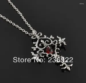 Pendant Necklaces 20pcs/Lot Wholesale Vampire Diaries Vintage Unique RED Sacred Heart Crystal Cross Jewelry Gifts