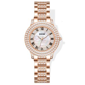 Avanadores de pulso Dom Watch Women Rhinestone Fashion Trend Fashion Watch Full Diamond Steel Band Selvador de Quartz Provalhado 231025