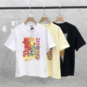 23SS Cartoon Girl Letter Printing Rhude T Shirt Men Women EU Size 100% Cotton Rhude Top Tees High Street Summer Apex Legends308S