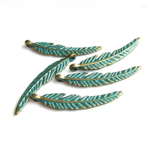 Pendant Necklaces 10Pcs Antique Greek Patina Leaves Feather Charms For DIY Necklace Jewelry Making Accessories