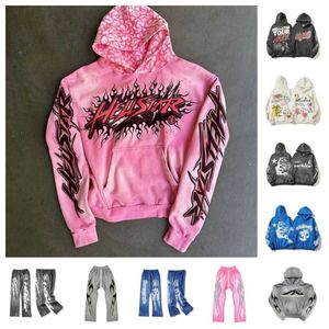 HellStar Blobie Make Projektant Bluzy Bluzy Portret High Street Tide Hip Hop zagęszczony Athleisure Ręcznie Malowane piekielne gwiazdy dresowe ubrania dresowe