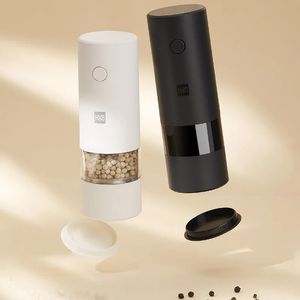 Mills Huohou Electric Automatic Pepper and Salt Grinder LED Light 5モードPeper Spice Grain Porcelain Grinding Home 231026