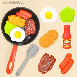 Cozinhas Jogar Comida 8 PCS Cozinha Comida Brinquedos Simulação Utensílios de Cozinha Play Set Pretend Play Pote Bife Vegetal Montessori Omelete Crianças Menina ToyL231026