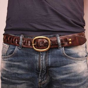 Belts Designer Belt Man Fashion Mens belts luxury brass buckle genuine leather braided Real Cow skin straps men Jeans Wide girdle Male YQ231026