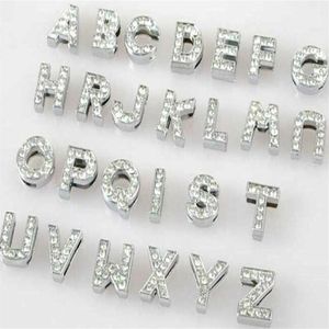 Hela 10mm 130pcs Lot A-Z Full Rhinestones Slide Letters DIY Alfabet Charm Tillbehör Passar för 10mm PET-krage Keychains321U