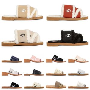 Chloe Woody Mules Sandálias Planas Famoso Designer Mulheres Slides Mulheres Chinelos Woody Chinelos de Lona Branco Preto Chloe Sail Womens Fashion 【code ：L】Beach Slipper Shoes