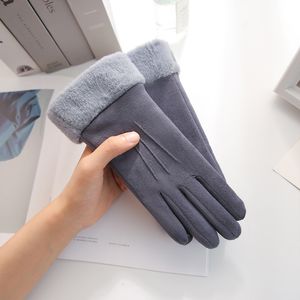 Fem fingrar handskar kvinnor vinterhandskar varma kvinnors pälshandskar full fingermitten handskar kör vindtät gants hiver femme guantes gåva