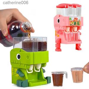 Kitchens Play Food Children Dinosaur Dual Water Dispenser Toy with Cute Pink Blue Cold/Warm Water Juice Drinking Fountain Simulation Kitchen ToysL231026