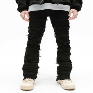 Herr jeans liu su bantning män jeans mode hip hop street kläder långsamma resor berömda varumärkesdesigner män byxor män c307z