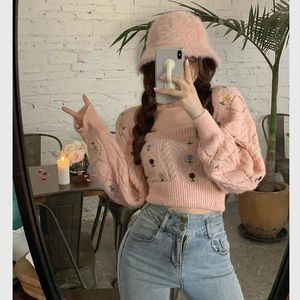 Women's Sweaters Twist Sweater Small Cardigan Female 2023 Autumn Korean Chic Gentle Tops Short Strapless Two-piece Suit