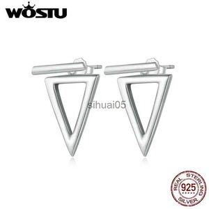 Stud WOSTU 925 Sterling Silver Triangle Star front-back Earrings Women Simple Geometric Hollow-out Ear Studs Party Jewelry Gift YQ231026