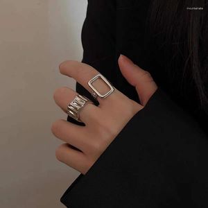 Wedding Rings Fashion Irregular Hollow Sets Geometric Square Open Adjustable Ring For Women Men Party Punk Grunge Y2K Jewelry 2023Wedding