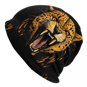 Berretti Berretti animali arrabbiati Cappelli ghepardo Bocca grande Bonnet Adulto unisex Cool Hippie Cappello lavorato a maglia Cappucci elastici stampati autunnali