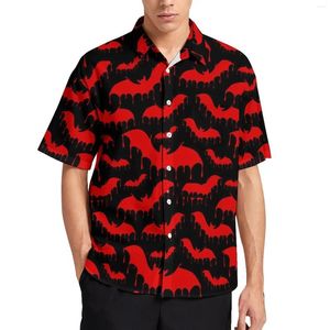 Herren-Freizeithemden, rotes Fledermaus-loses Hemd, Herren-Strand-Gothic-Gothic-Druck, Hawaii-Design, kurze Ärmel, modische übergroße Blusen