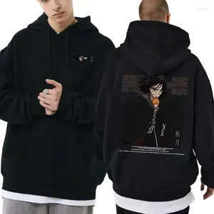 Herrtröjor anime blekmedel Kuroaki ichigo zangetsu dubbelsidig tryck hoodie män manga casual sweatshirt manlig hiphop hög kvalitet