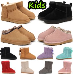 Kids Boots Kid Tasman Slippers Australia Children Snow Boot Winter Toddler Classic Ultra Mini Boys Booties Child Fur kid for Girls Baby with Bows gkl